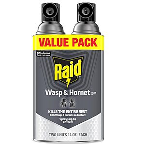 2-Pack 14-Oz Raid Wasp & Hornet Killer Bug Spray $5.31 w/ S&S + Free Shipping w/ Prime or on $35+