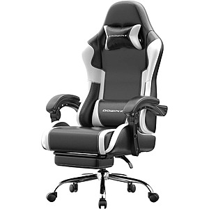 Dowinx LS-6658J Reclining Gaming Chair w/ Footrest & Massage Lumbar Support (White) $76.99 + Free Shipping