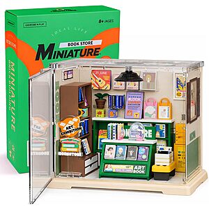 104-Piece DIY Bookstore Book Nook Miniature House Kit w/ LED Nightlight $12.79 + Free Shipping w/ Prime or on $35+