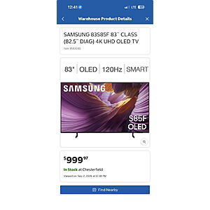 83 Inch Class OLED S85F 4K | Samsung Vision AI Smart TV | (2025) w 5 year warranty $999.97