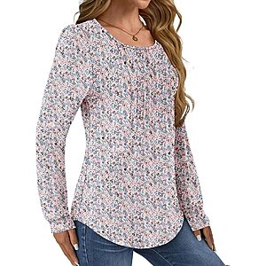 GKBK Women's Long Sleeve Pleated Tunic Top (Various) $5.49 + Free Shipping w/ Prime or on $35+