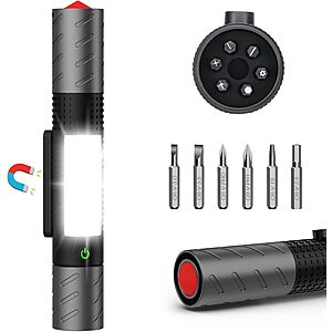 Spriak Rechargeable LED Flashlight w/ Magnetic Base & COB Work Light $9.74 + Free Shipping w/ Prime or on $35+