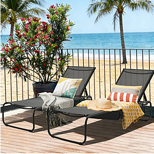 Set of 2 Ainfox Adjustable Patio Lounge Chairs w/ Under-Seat Storage (Black) $90 + Free Shipping
