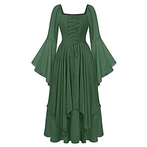 Scarlet Darkness Women's Bell Sleeve Square Neck Renaissance Maxi Dress (Various) $16.99 + Free Shipping w/ Prime or on $35+