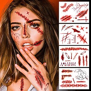 Amazon – Halloween Zombie Fake Scar Temporary Tattoos - $2.49 w/ Code