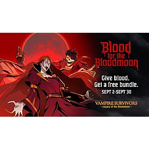 Schedule/Donate Blood thru 9/30: Get Vampire Survivors + Legacy of the Bloodmoon (PC/Digital Keys) FREE via Publisher