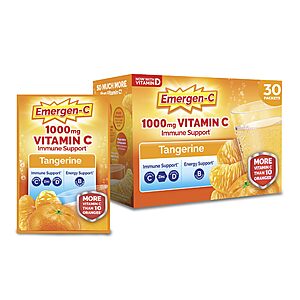 Emergen-C 1000mg Vitamin C Immune Support Powder, Tangerine, 30 ct $6