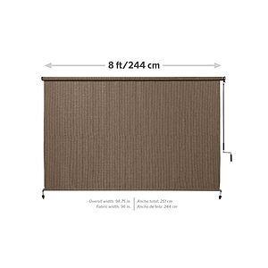 Coolaroo Outdoor Roller Shade with Wand - 95% UV Block Breathable Light Filtering Shade for Patio or Porch, Fade-Resistant, Easy-Clean Fabric, 8ft x 8ft, Walnut $77.4