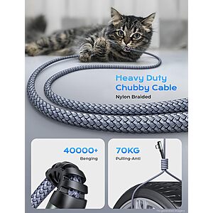 AINOPE 10' 200W USB C to USB C Cable (Right Angle) $5.99 + Free Shipping w/ Prime or $35+ orders