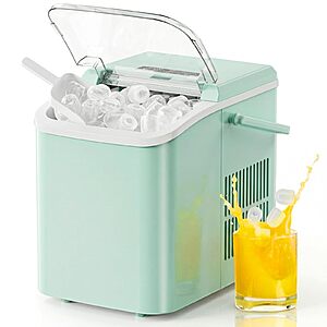 NEWBULIG Ice Makers Countertop with Handle, Portable Ice Machine, 9 Bullet Ice Cubes in 6 Mins, 26lbs in 24Hrs, Auto-Cleaning $54.99