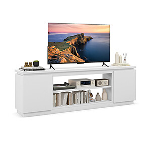 Costway Entertainment Center with 2 Cabinets 3 Adjustable Shelves and Anti-Tipping Kits for TVs up to 80 Inch $154.99 + Free Shipping