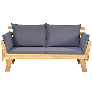 Costway Convertible Solid Wood Patio Sofa with Gray Cushions $179 + Free Shipping