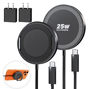 2-Pack 25W WayLite Magnetic Wireless iPhone Charger w/ Stand & 6.6' USB-C Cable (Black) $13.89 + Free Shipping w/ Prime or on $35+