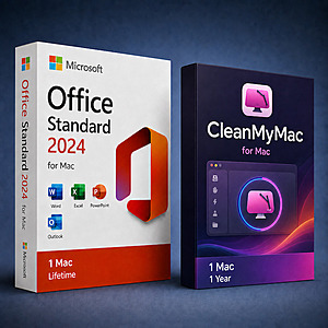 Microsoft Office Standard 2024 for Mac (1 Mac, Lifetime) + CleanMyMac (1 Mac, 1 Year) + Digital Delivery $29.99