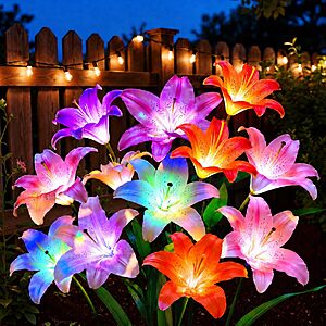 4-Pack LETMY Solar Flower Lights w/ 6-Head Lily $17.99 + Free Shipping w/ Prime or on $35+