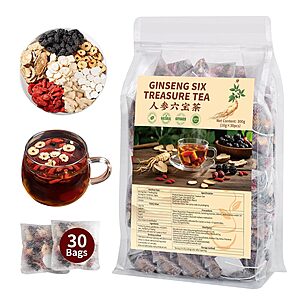 30-Count Solisleaf Ginseng Six Treasure Herbal Tea Bags $4.93 ($0.16 each) + Free Shipping w/ Prime or on $35+