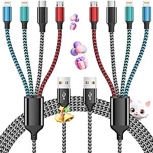 2-Pack 5' Firsting 4-in-1 Multi USB Charging Cable w/ Dual Lightning, USB-C & Micro USB $4.99 ($2.49 each) + Free Shipping w/ Prime or on $35+