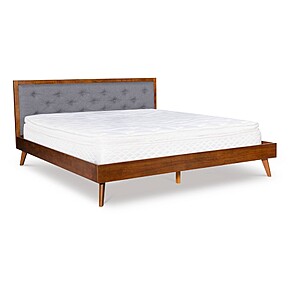 Linon King Reid Mid-Century Platform Bed with Tufted Headboard (Walnut / Grey) $280.39 + free s/h @Target