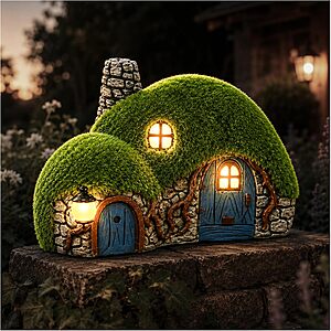 Darkdec Solar LED Fairy Garden House Statue $14.44 + Free Shipping w/ Prime or on $35+