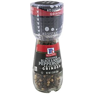 1.26-Oz McCormick Premium Black & White Peppercorn Adjustable Grinder $1.82 w/ S&S + Free Shipping w/ Prime or on $35+