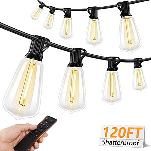 120' LED Outdoor String Lights with Remote $19.49 + Free Shipping w/ Prime or on $35+