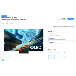 65 inch Class OLED S90H 4K | Samsung Vision AI Smart TV | (2026) - $1179 - Samsung  EPP