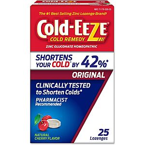 $7.35 S&S Clip Q AMZ Cold-EEZE Original Natural Cherry Zinc Lozenges, 25 ct. 3 pack