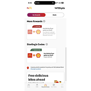 McDonald's App: Redeem 1500 points for 50¢ off/gal at Shell via Fuel Rewards App (Stacks w/ T-Mobile Tuesday)