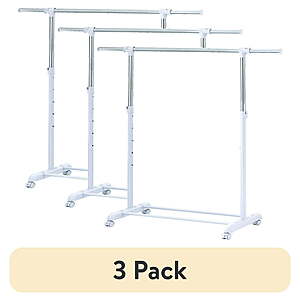 3-Pack Mainstays Adjustable Metal Rolling Garment Rack (Chrome & White) $29.94 + Free Shipping w/ Walmart+ or on $35+