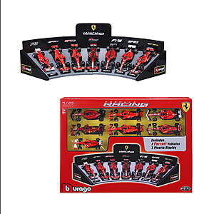 Bburago Formula Racing Ferrari 1:43 Scale Diecast Race Play Cars with Display Stand 7 Pack $37.5