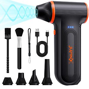 JUFINX X117 Rechargeable Electric Mini Compressed Air Duster w/ 4 Nozzles & 2 Brushes $18.99 + Free Shipping w/ Prime or on $35+