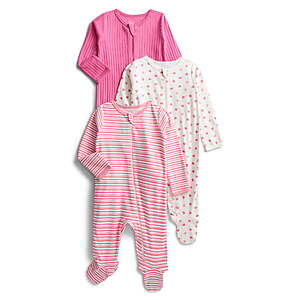 Wonder Nation Organic Cotton Baby Unisex Zip Front Footed Sleep N Play Pajamas, 3-Pack, Sizes Preemie-6/9 Months $10