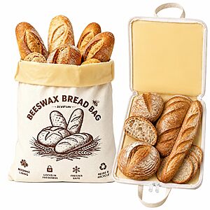 ICEFUN Wide-Opening U-Zipper Beeswax Bread Bag 2 Pack $16 AC + Free Shipping