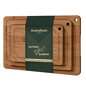 3-Piece Azaeahom Bamboo Cutting Board Set (Brown) $14.99 + Free Shipping w/ Prime or on $35+