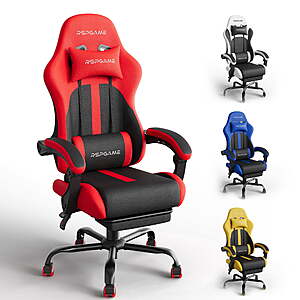 RSPGame Gaming Chair for Adults, PU Leather Office Chair with Lumbar Support and Retractable Footrest, Red Racing $83.98