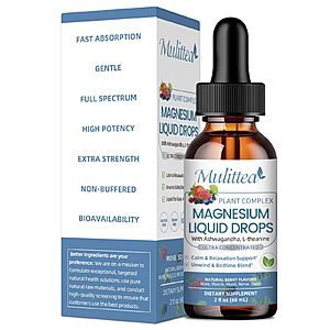 Magnesium Glycinate Liquid Drops with L-Theanine, Ashwagandha & Saffron $9.79