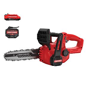 CRAFTSMAN V20 20-volt max 10-in Battery 2.0 Ah Chainsaw Battery Included Charger Included one_size in Red | CMCCS610D1 $119