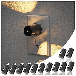 12-Count JandCase 180° Rotating Mini Lens LED Night Lights w/ Dusk-to-Dawn Sensor (3 Color Temperatures, Dimmable) $19.99 ($1.67 each) & More + Free Shipping w/ Prime or on $35+