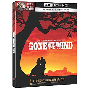 Pre Order Gone with the Wind (4KUHD + Digital/Steelbook) $29.96 Amazon.com