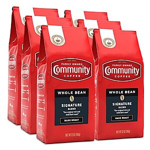 [SnS, AC] $26.35* | 6-Pack 12-Oz Community Coffee Whole Bean Coffee (Signature Blend, Dark Roast) at Amazon