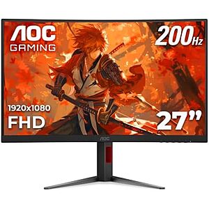 $109.99* | AOC 27 Inch Curved Gaming Monitor FHD 200Hz VA 0.3ms HDR, C27G4H2 at Amazon
