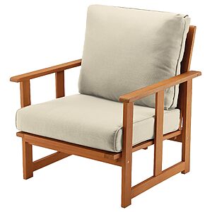 National Tree Company Eucalyptus Grandis Wood Cushioned Club Chair, Beige $41.57