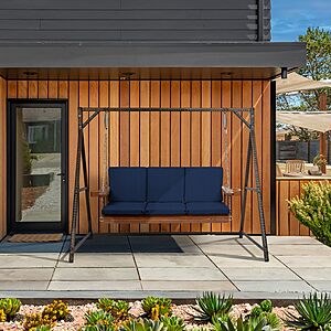 Arden Indoor/Outdoor Swing Cushion Set, 56 x 20, Water Repellent, Fade Resistant, Cushion Set for Swing or Bench Sapphire Blue Leala $55.99