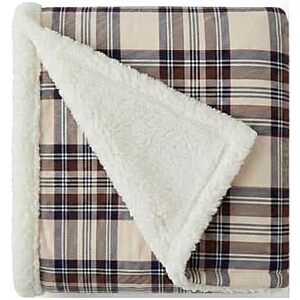 $11.34* | 50" x 60" Eddie Bauer Reversible Sherpa & Brushed Fleece Blanket (Edgewood Plaid Khaki) at Amazon