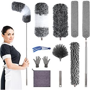 12-Piece AULTONG Microfiber Feather Duster Kit w/ 30"-100" Extension Pole $11.99 + Free Shipping w/ Prime or on $35+