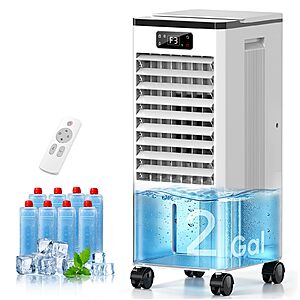 Ashihoti Official 4-in-1 Evaporative Air Cooler, Windowless Air Conditioners, Swamp Cooler with 2-Gallon Tank, 15ft/s Remote and Touch Control $103.99