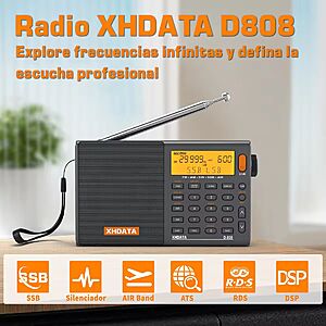 XHDATA D808 Portable Radio AM/FM/SW/SSB/AIR RDS Black $48.3 + Free S/H