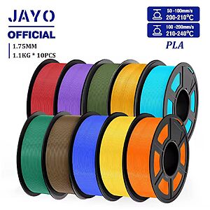 JAYO 11KG (10 ea 1.1kg Rolls) MIX PLA Filament 1.75mm Multicolor $85.4 + Free S/H