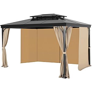 VEVOR 10×10×6.7FT Gazebo Curtains, 4-Panel Sidewalls with Zippers(Khaki) $23.85 + Free S&H w/ Prime or $35+