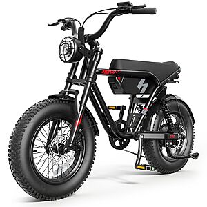 Hopepeak D10 Electric Bike 1500W Peak Motor 48V 13Ah 16in Fat Tire Black $342 + Free S/H